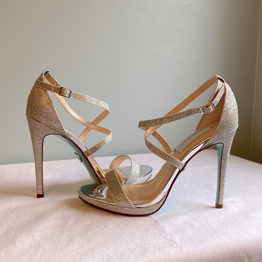 Blue by Betsy Johnson’s sky-high Andi sandles